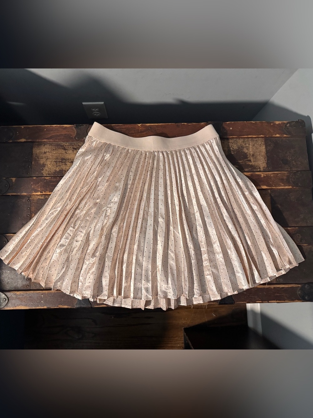 Pleated Polka Dot Mini Skirt - Pale Pink